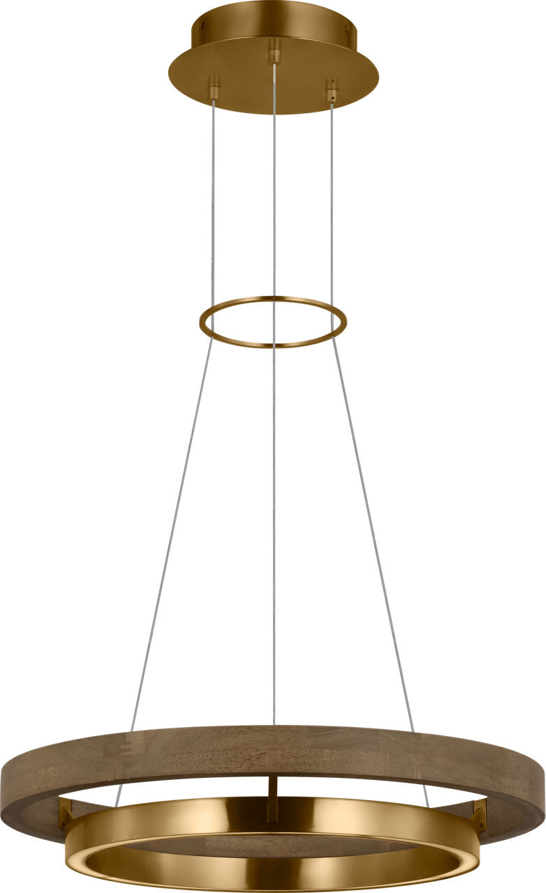 Grace 24 Chandelier Natural Brass/ weathered oak LED 90 CRI 3000K 120V
