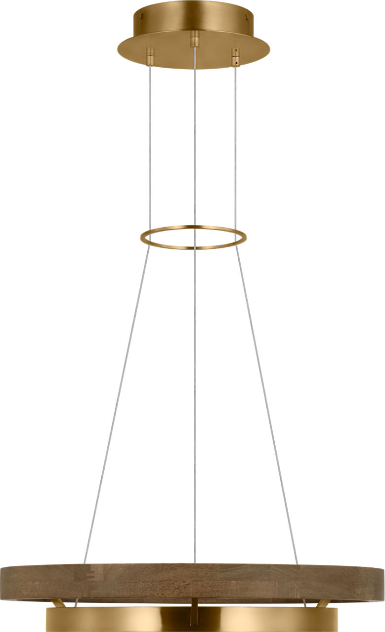 Grace 24 Chandelier Natural Brass/ weathered oak LED 90 CRI 3000K 120V
