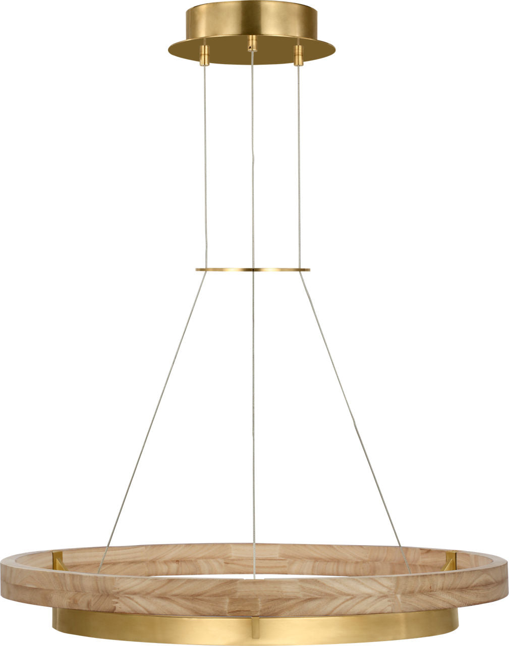 Grace 30 Chandelier 30" Diameter Hand Rubbed Antique Brass/natural oak LED 90 CRI 3000K 120V