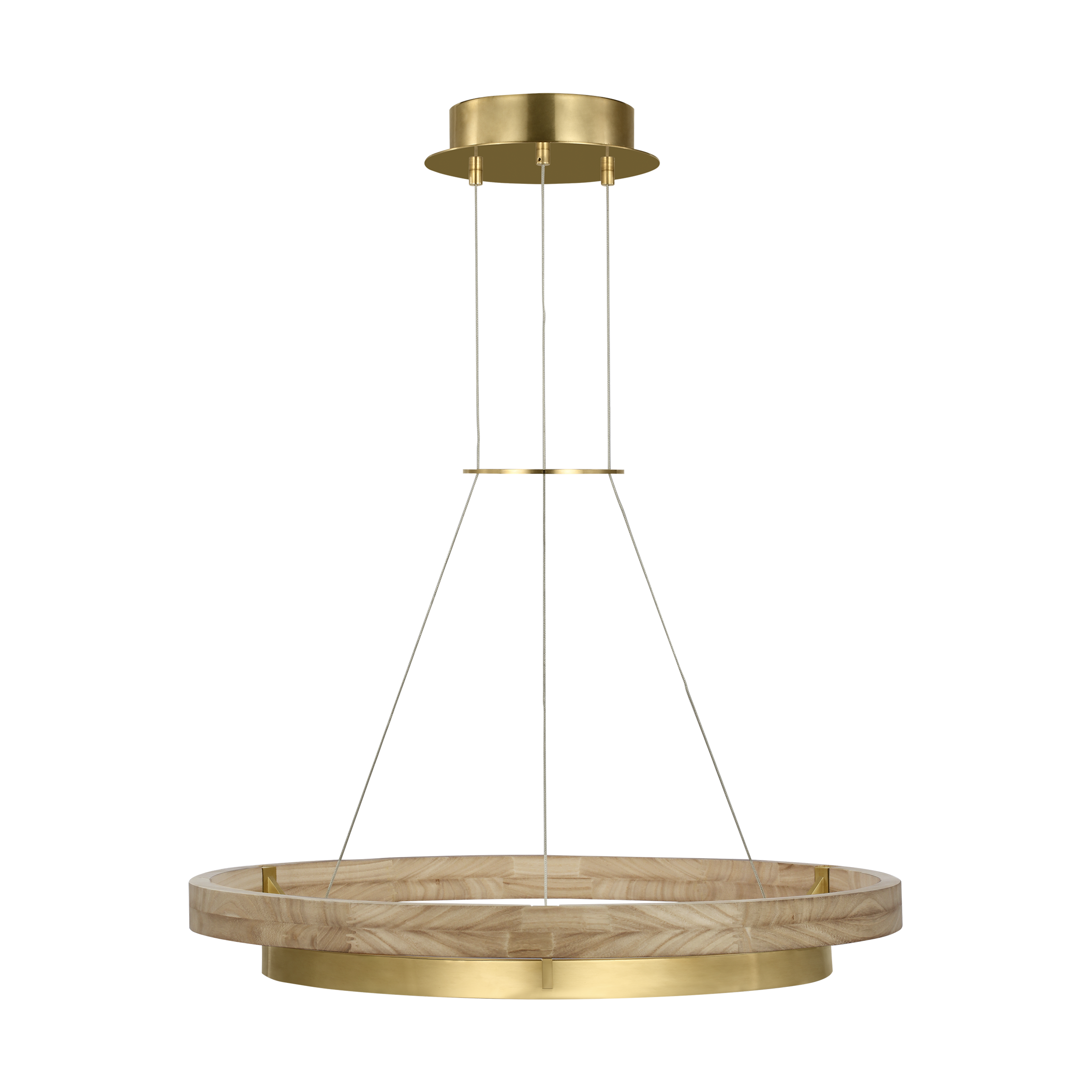 Grace 30 Chandelier 30" Diameter Hand Rubbed Antique Brass/natural oak LED 90 CRI 3000K 120V