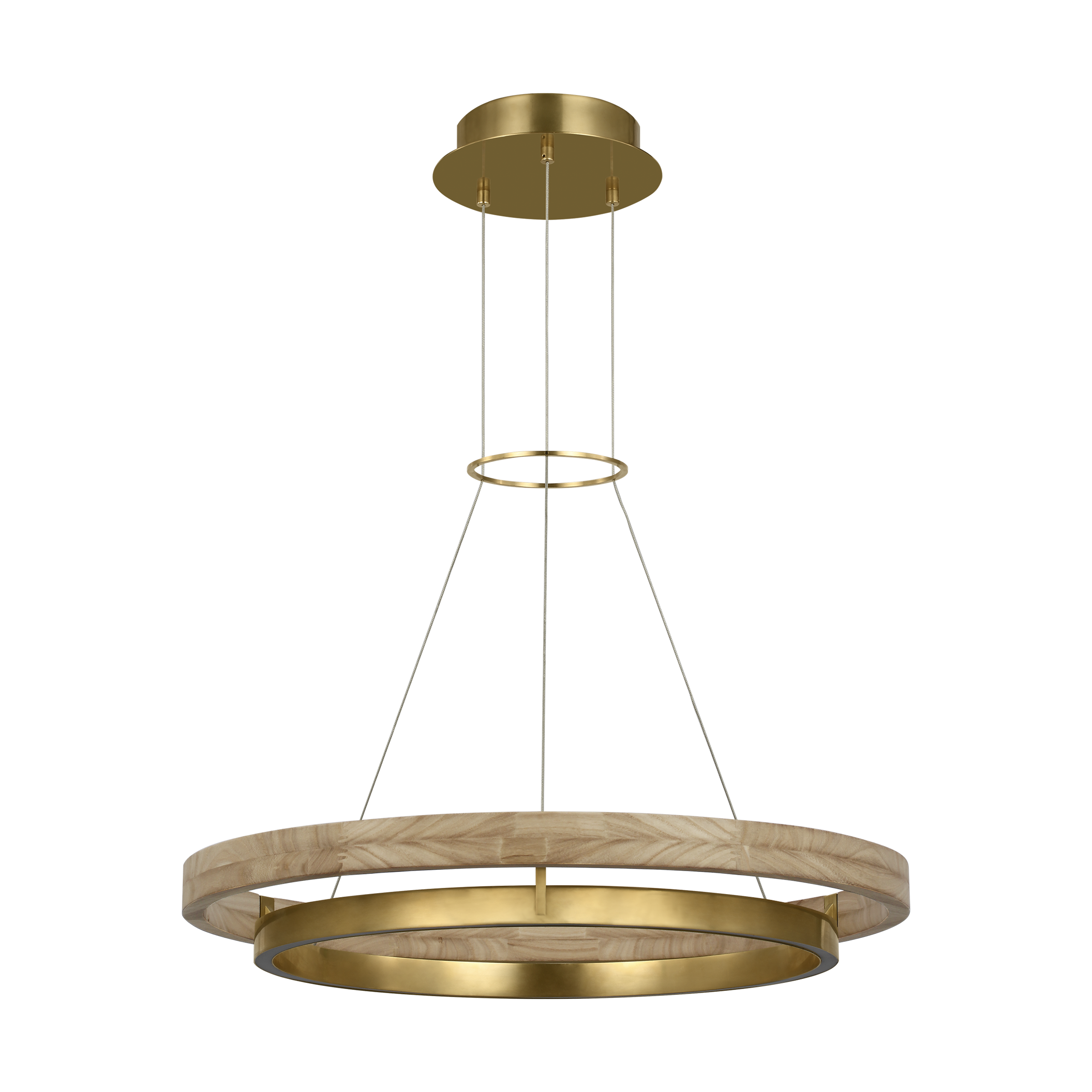 Grace 30 Chandelier 30" Diameter Hand Rubbed Antique Brass/natural oak LED 90 CRI 3000K 120V