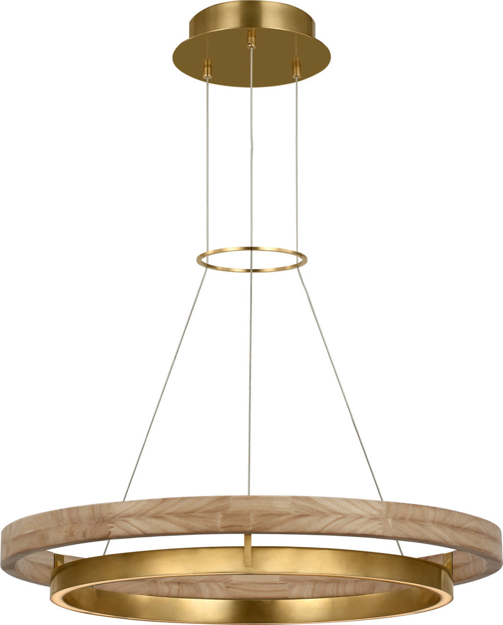 Grace 30 Chandelier 30" Diameter Hand Rubbed Antique Brass/natural oak LED 90 CRI 3000K 120V