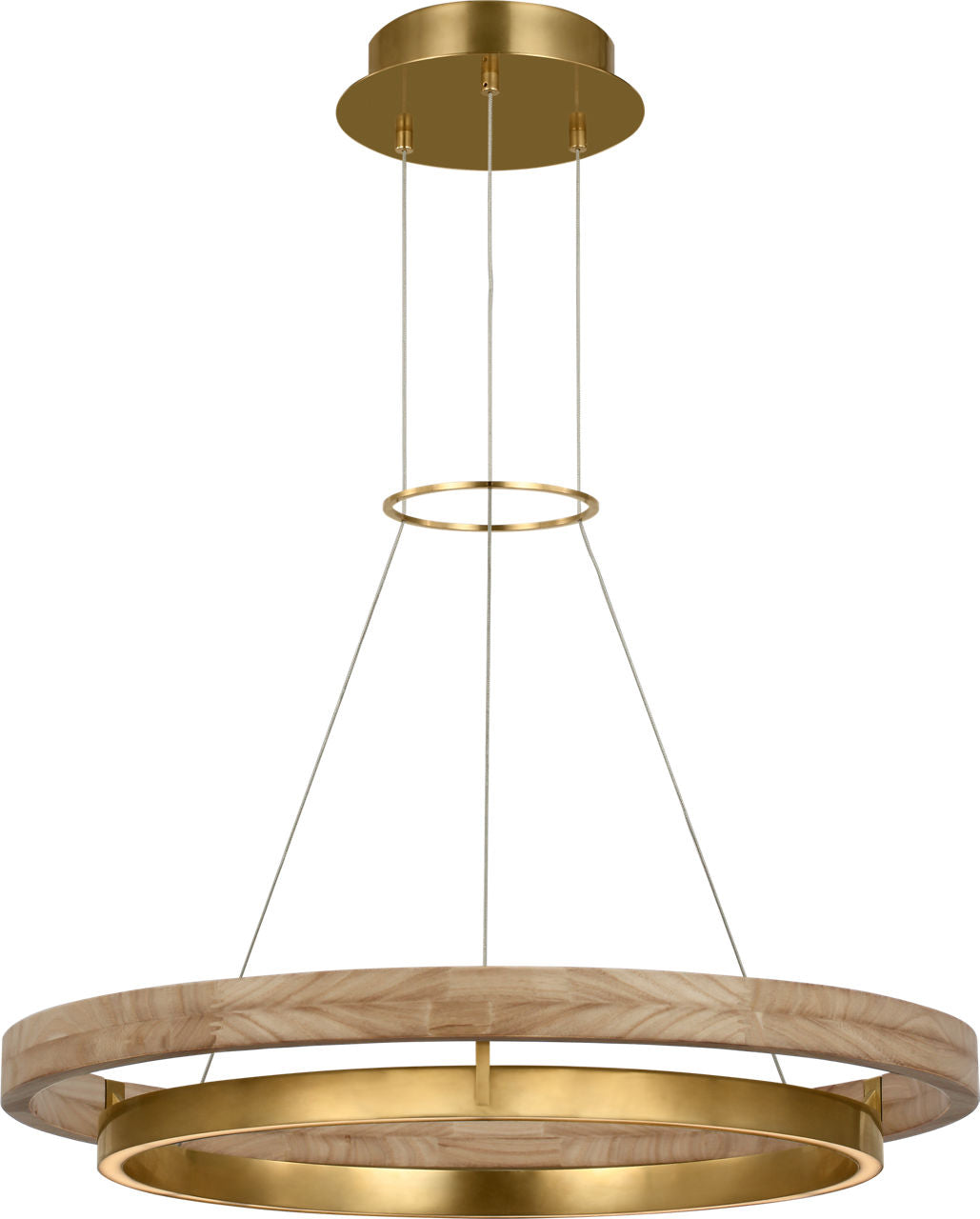 Grace 30 Chandelier 30" Diameter Hand Rubbed Antique Brass/natural oak LED 90 CRI 3000K 120V