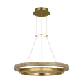 Grace 30 Chandelier 30" Diameter Hand Rubbed Antique Brass/natural oak LED 90 CRI 3000K 120V