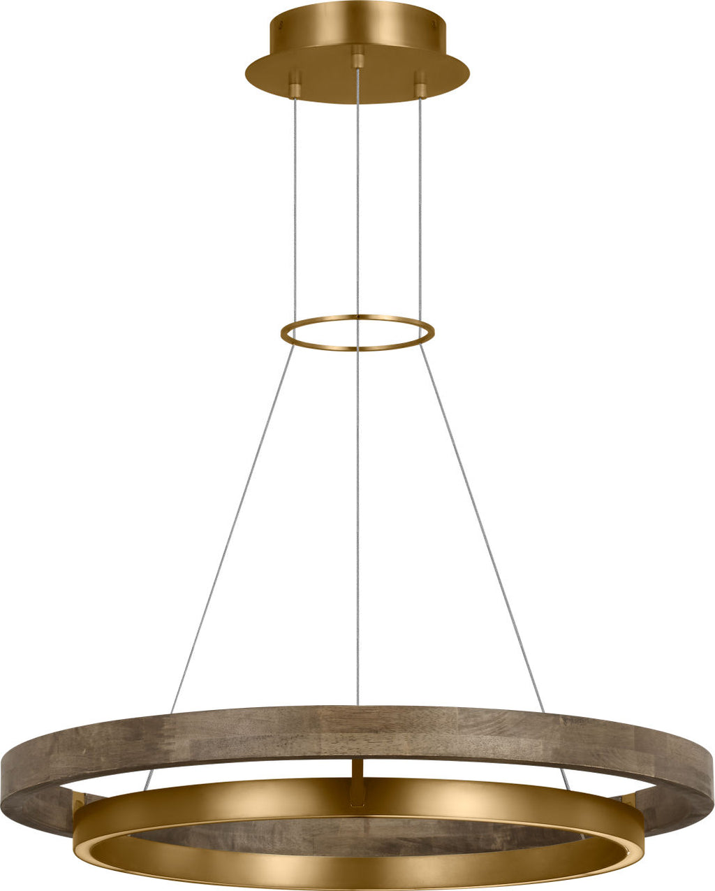 Grace 30 Chandelier 30" Diameter Natural Brass/ weathered oak 3000K 90 CRI integrated led 90 cri 3000k 120v