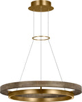 Grace 30 Chandelier 30" Diameter Natural Brass/ weathered oak 3000K 90 CRI integrated led 90 cri 3000k 120v