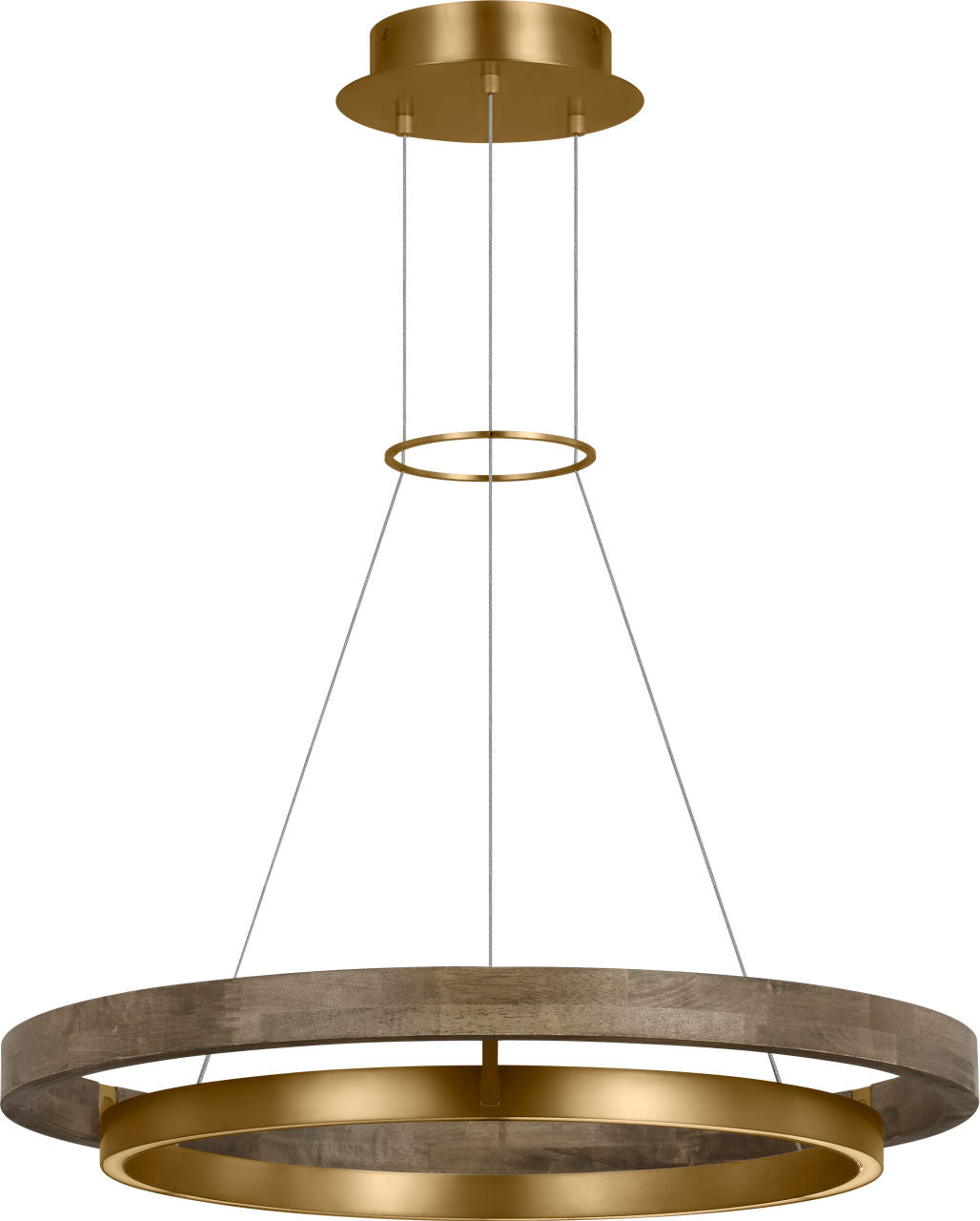 Grace 30 Chandelier 30" Diameter Natural Brass/ weathered oak 3000K 90 CRI integrated led 90 cri 3000k 120v