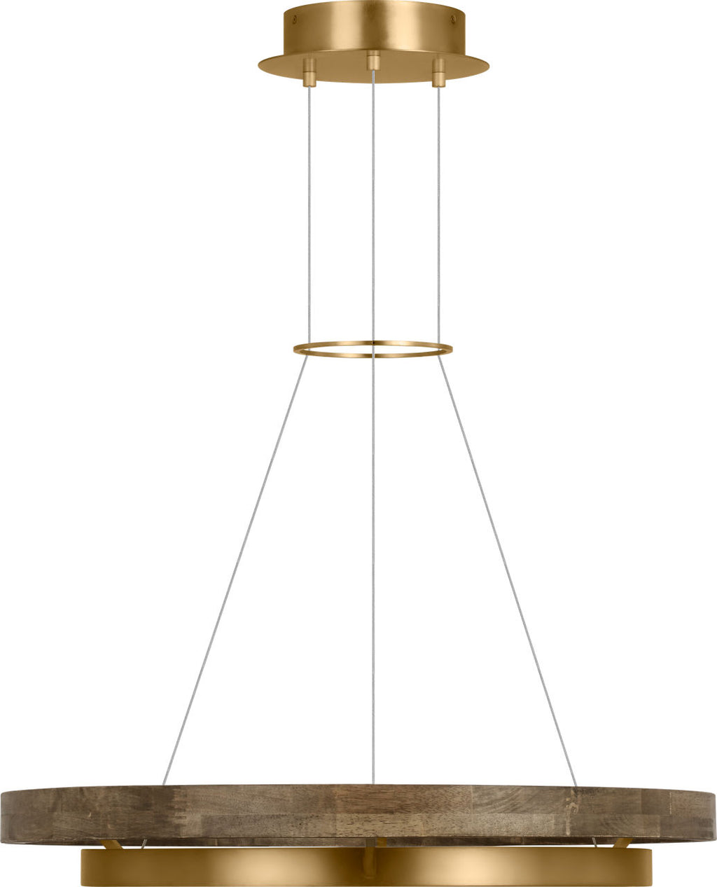 Grace 30 Chandelier 30" Diameter Natural Brass/ weathered oak 3000K 90 CRI integrated led 90 cri 3000k 120v