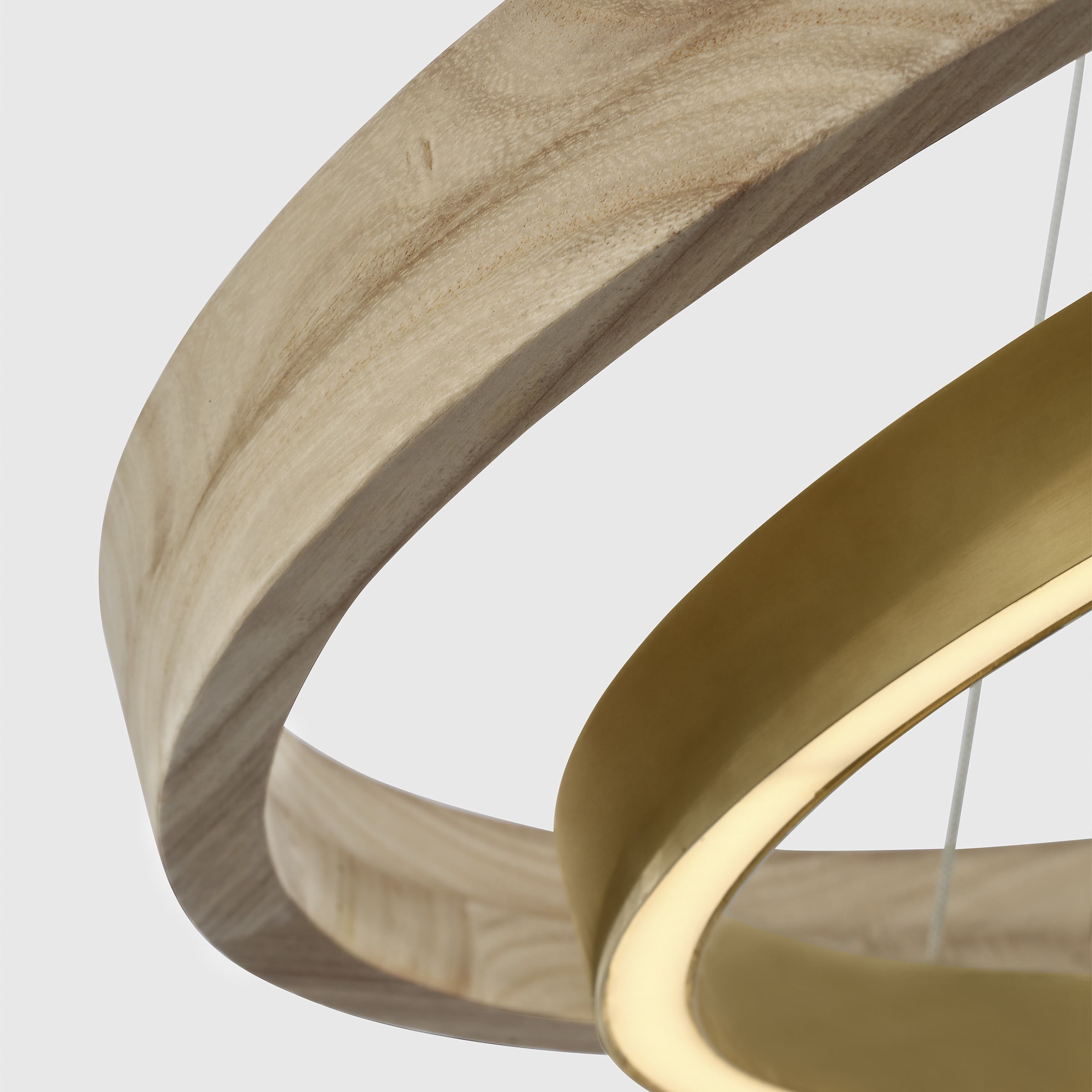 Grace 36 Chandelier hand rubbed antique brass/natural oak 3000K 90 CRI integrated led 90 cri 3000k 120v