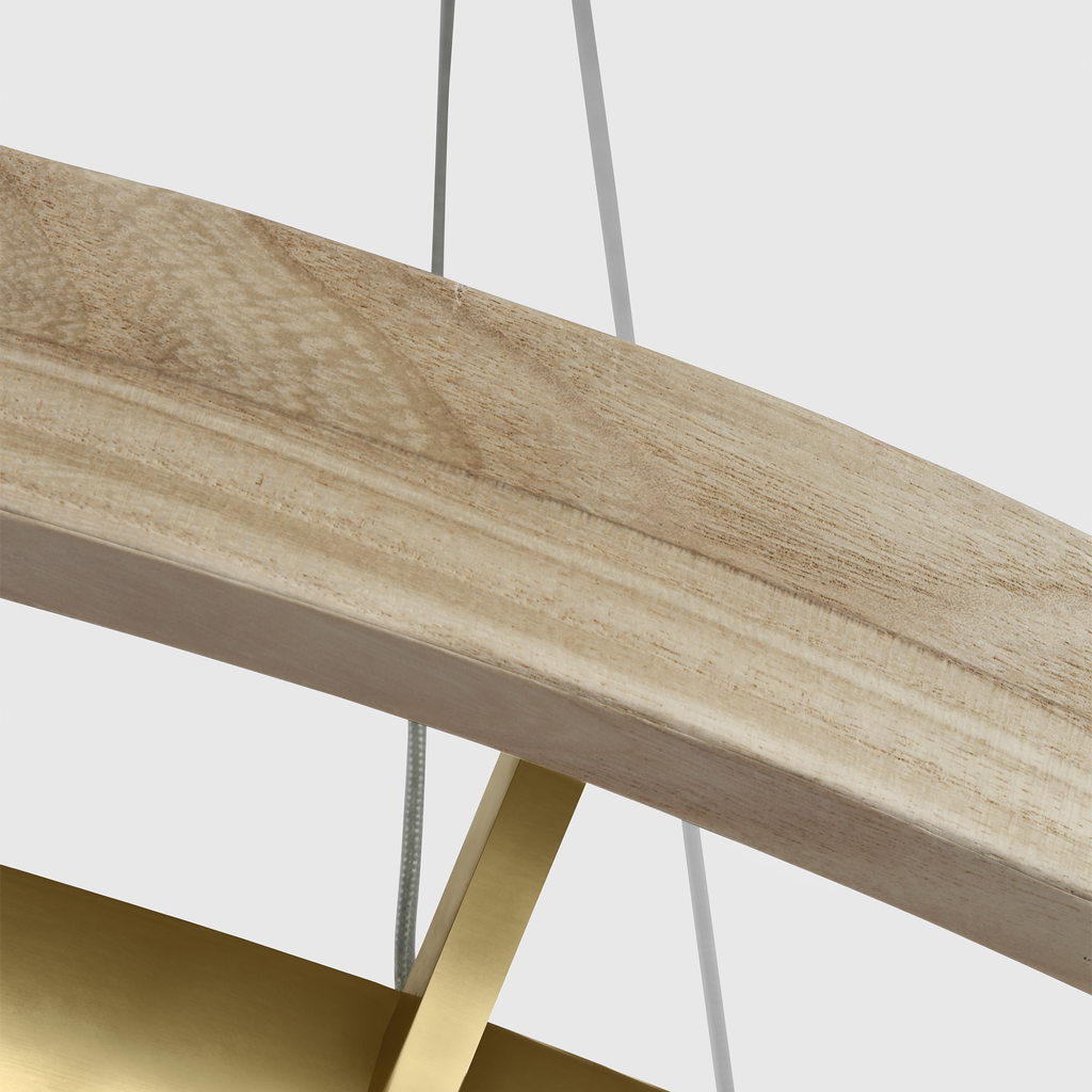 Grace 36 Chandelier hand rubbed antique brass/natural oak 3000K 90 CRI integrated led 90 cri 3000k 120v