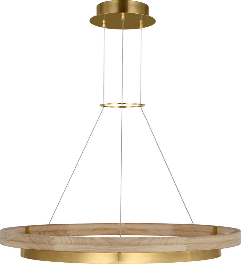 Grace 36 Chandelier hand rubbed antique brass/natural oak 3000K 90 CRI integrated led 90 cri 3000k 120v