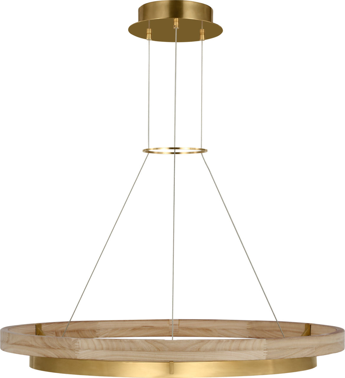 Grace 36 Chandelier hand rubbed antique brass/natural oak 3000K 90 CRI integrated led 90 cri 3000k 120v