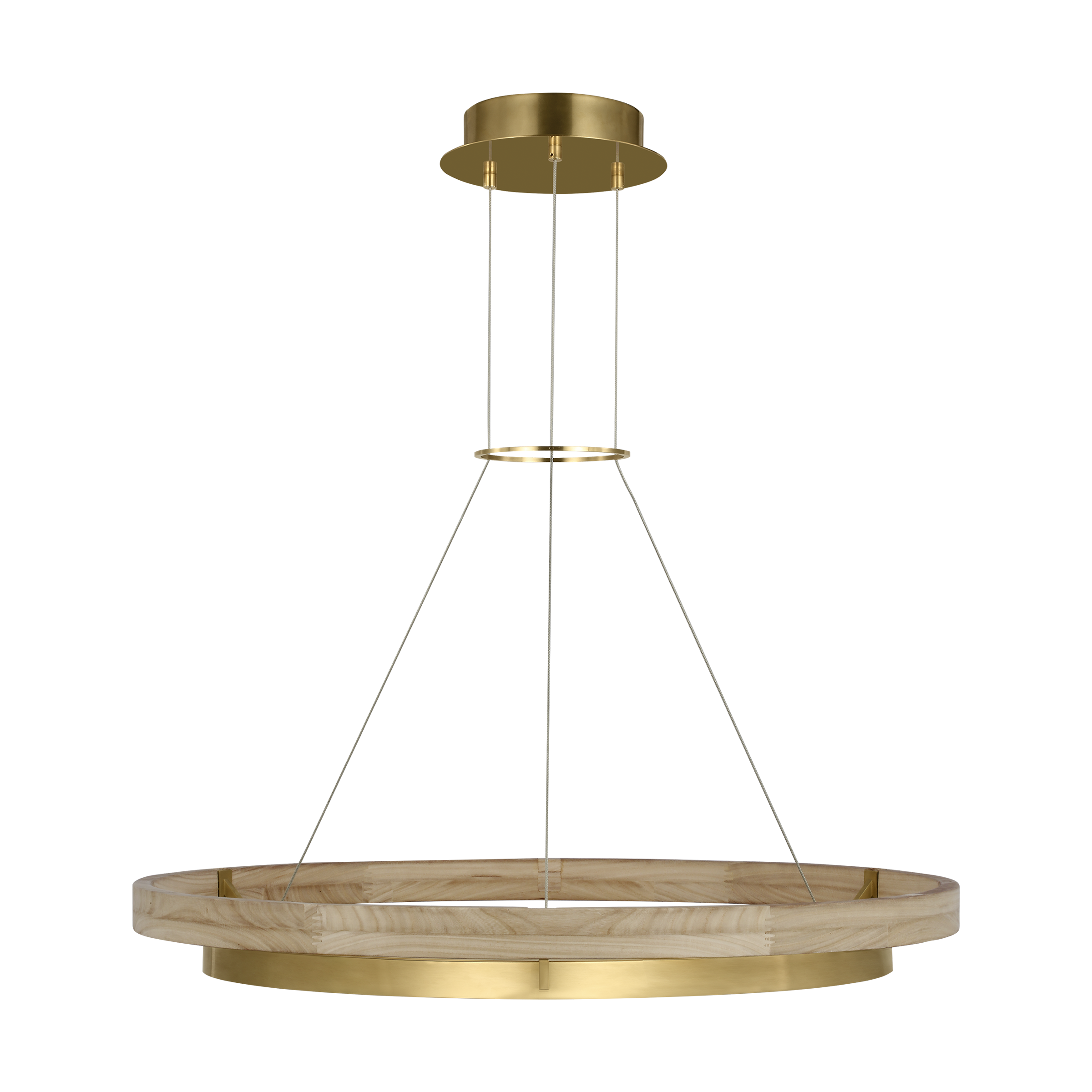 Grace 36 Chandelier hand rubbed antique brass/natural oak 3000K 90 CRI integrated led 90 cri 3000k 120v