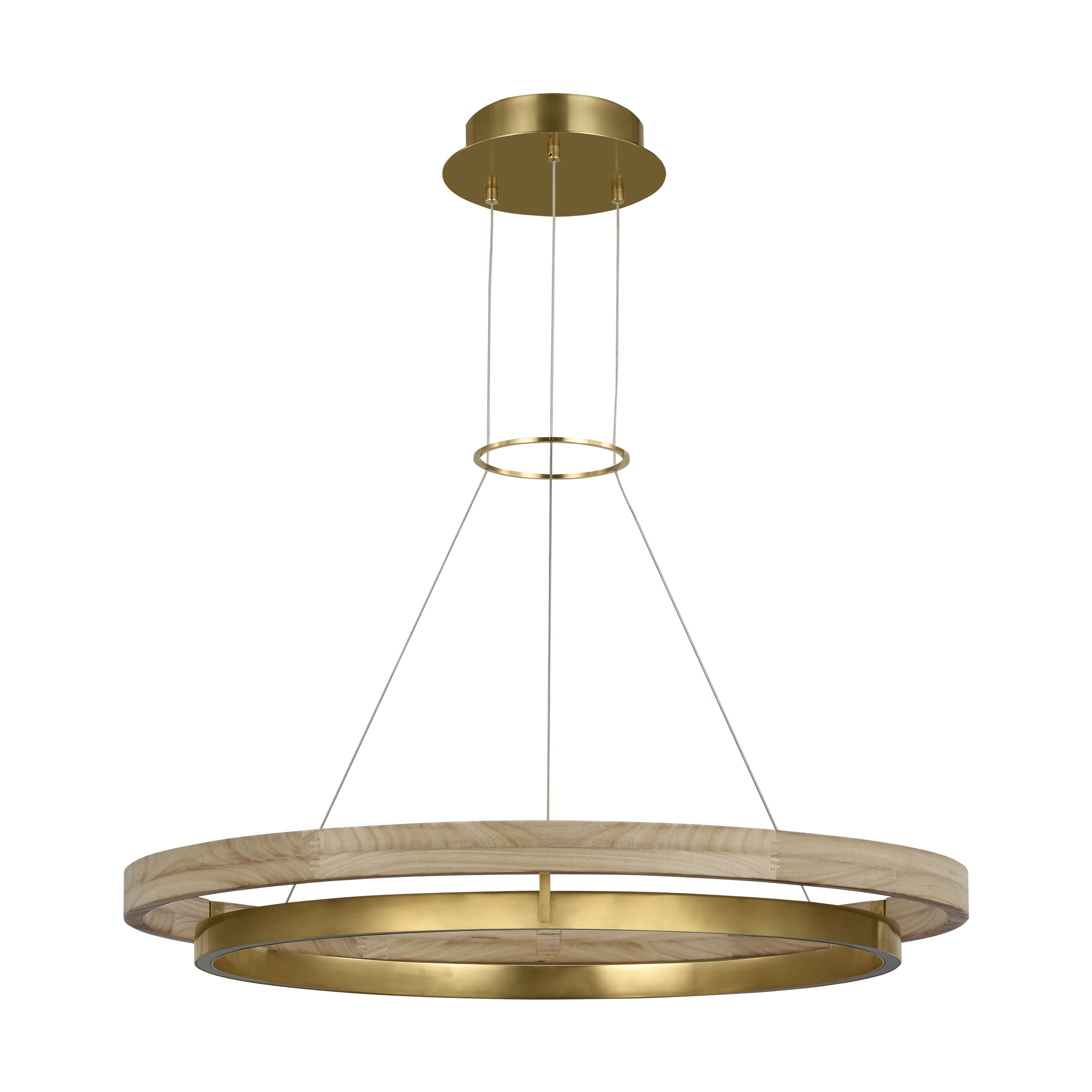 Grace 36 Chandelier hand rubbed antique brass/natural oak 3000K 90 CRI integrated led 90 cri 3000k 120v
