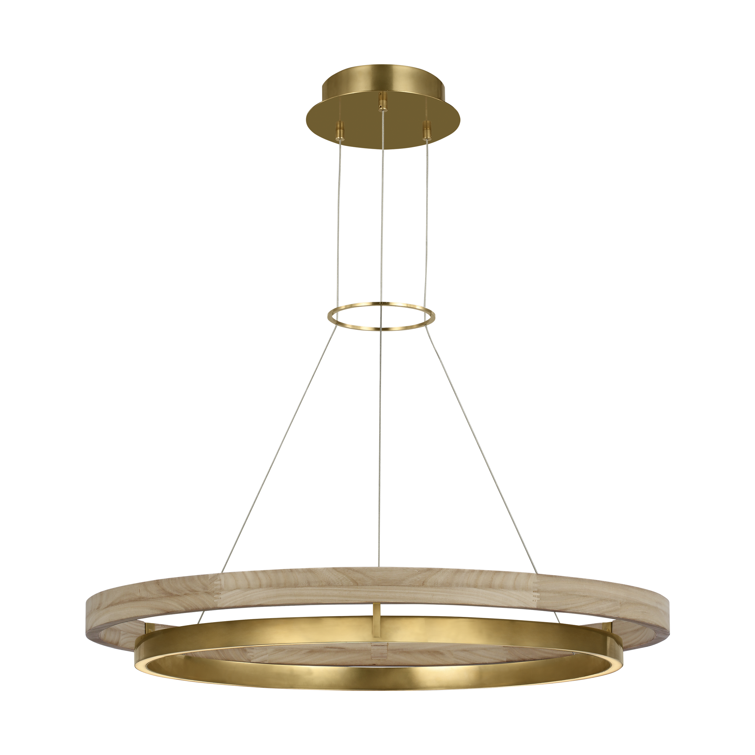 Grace 36 Chandelier hand rubbed antique brass/natural oak 3000K 90 CRI integrated led 90 cri 3000k 120v