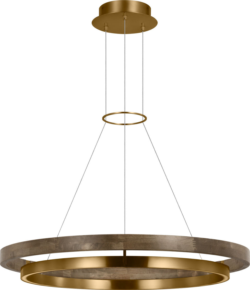 Grace 36 Chandelier Natural Brass/ weathered oak 3000K 90 CRI integrated led 90 cri 3000k 120v