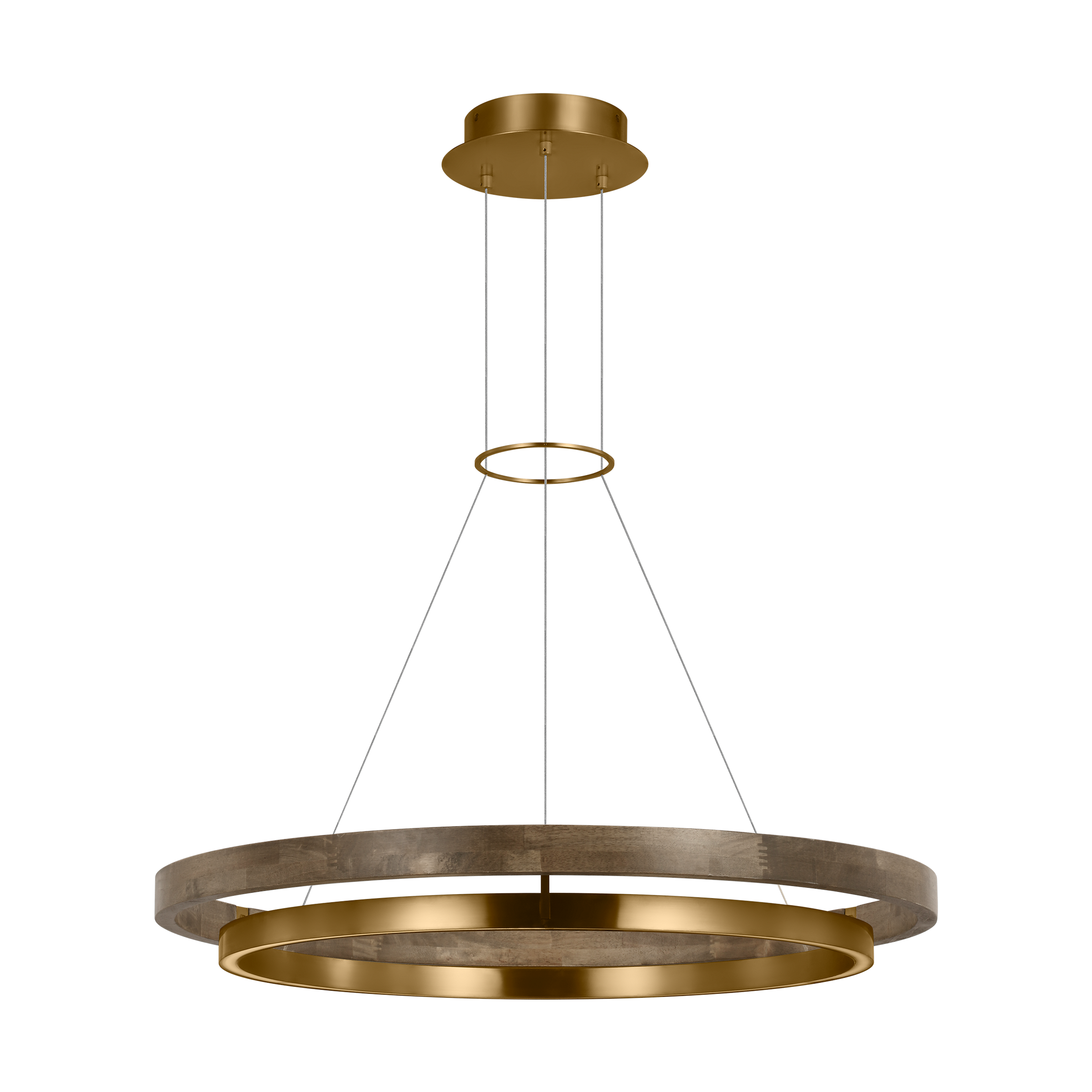 Grace 36 Chandelier Natural Brass/ weathered oak 3000K 90 CRI integrated led 90 cri 3000k 120v
