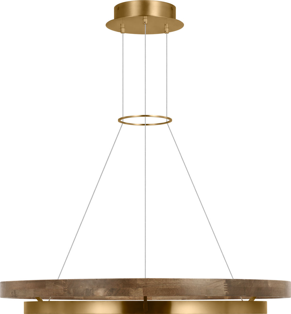 Grace 36 Chandelier Natural Brass/ weathered oak 3000K 90 CRI integrated led 90 cri 3000k 120v