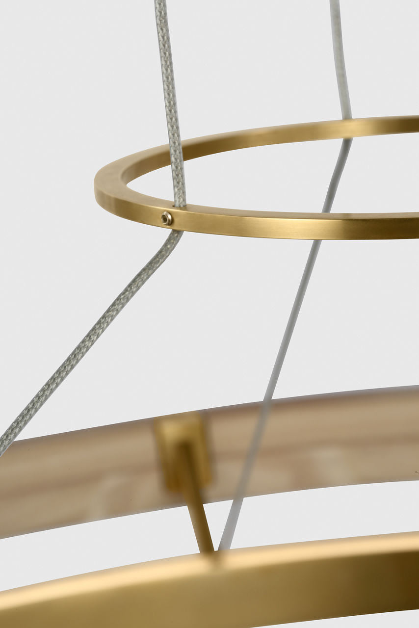 Grace 48 Chandelier hand rubbed antique brass/natural oak 3000K 90 CRI integrated led 90 cri 3000k 120v