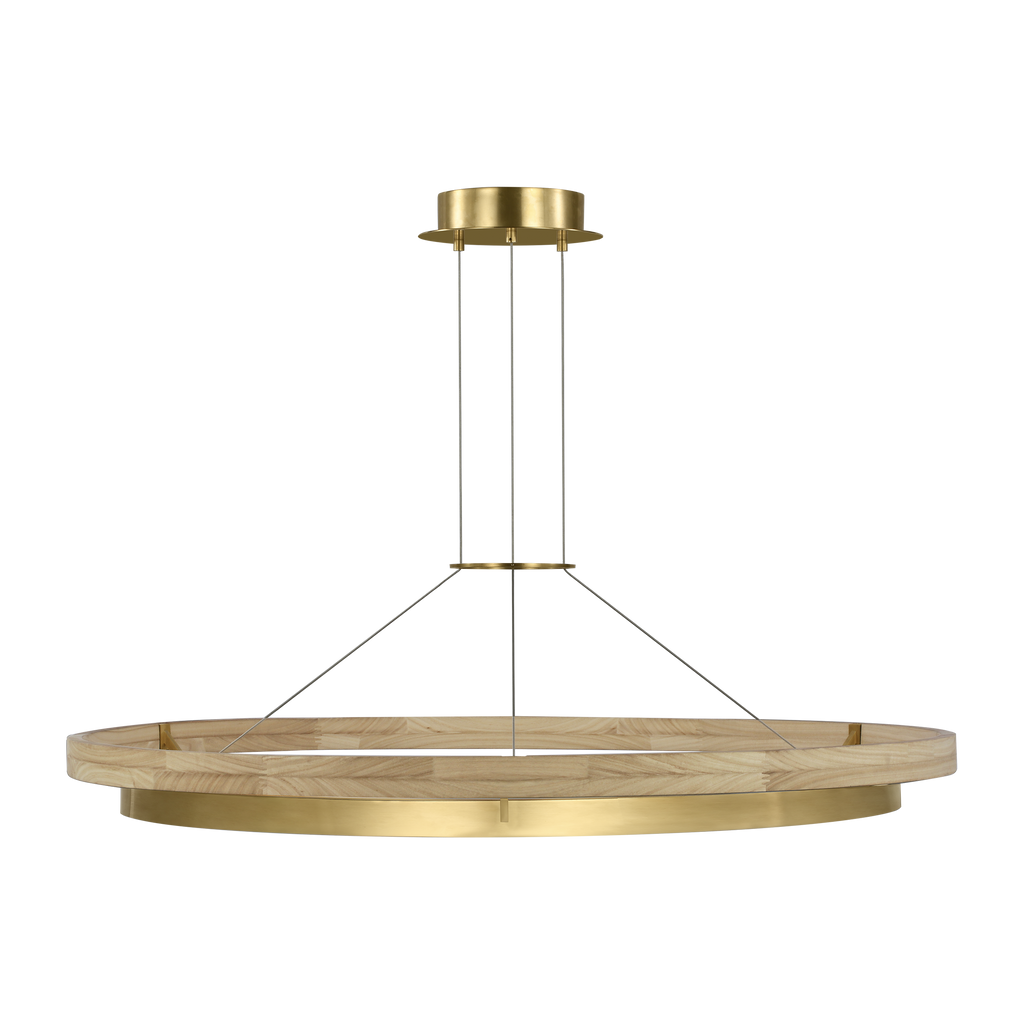 Grace 48 Chandelier hand rubbed antique brass/natural oak 3000K 90 CRI integrated led 90 cri 3000k 120v