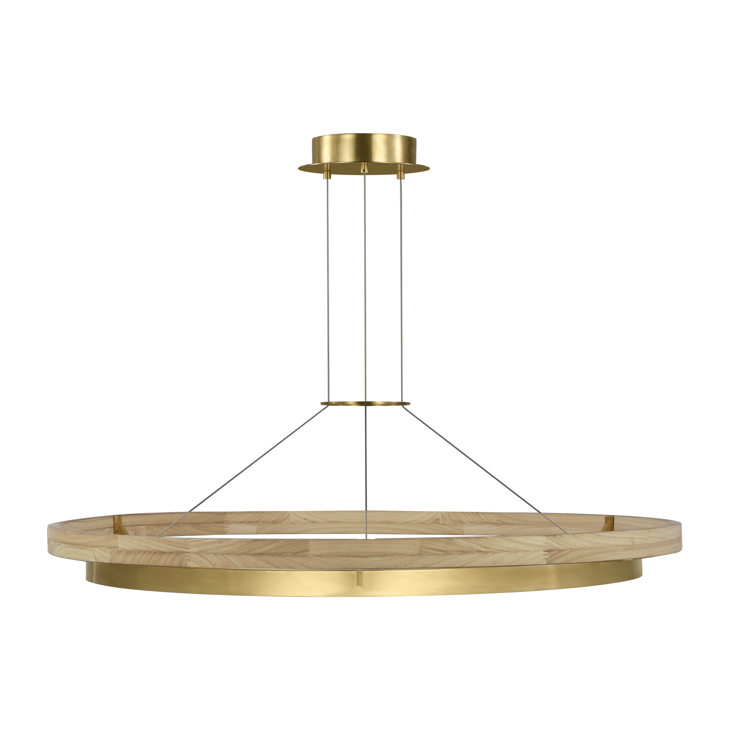Grace 48 Chandelier hand rubbed antique brass/natural oak 3000K 90 CRI integrated led 90 cri 3000k 120v
