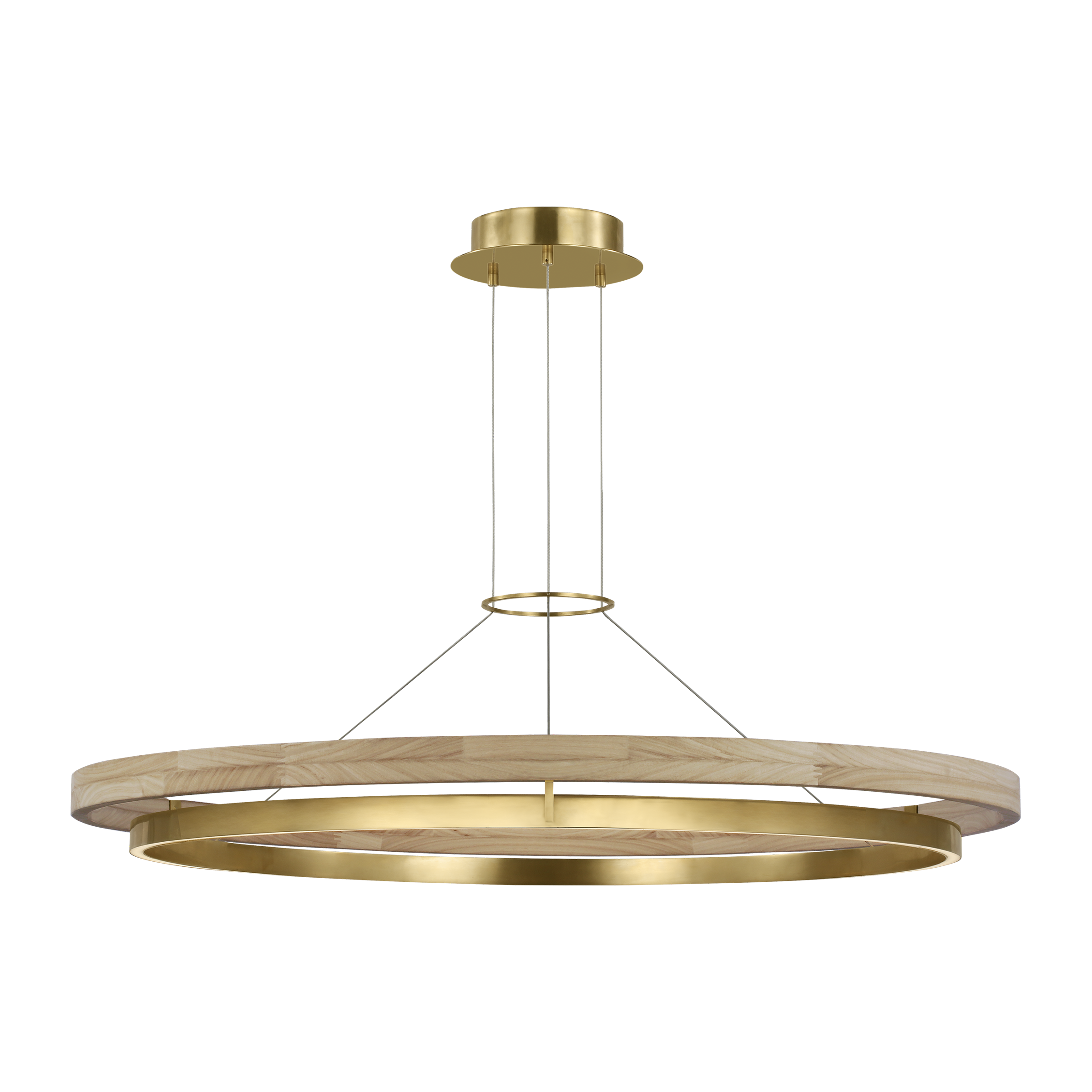 Grace 48 Chandelier hand rubbed antique brass/natural oak 3000K 90 CRI integrated led 90 cri 3000k 120v