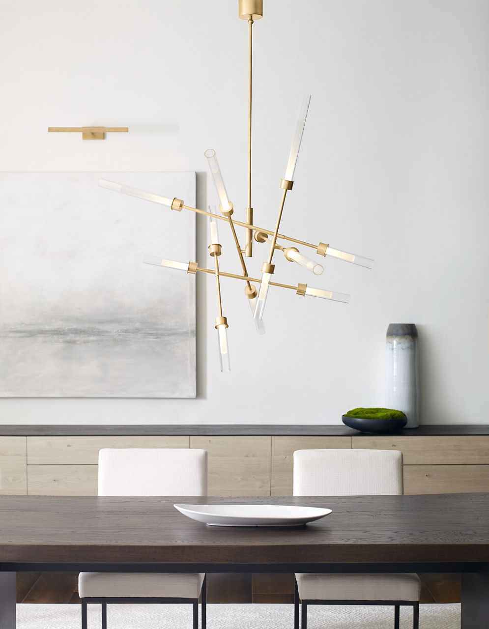Linger 12-Light Abstract Chandelier 12-Light Abstract Chandelier Natural Brass 3000K 90 CRI integrated led 90 cri 3000k 120v