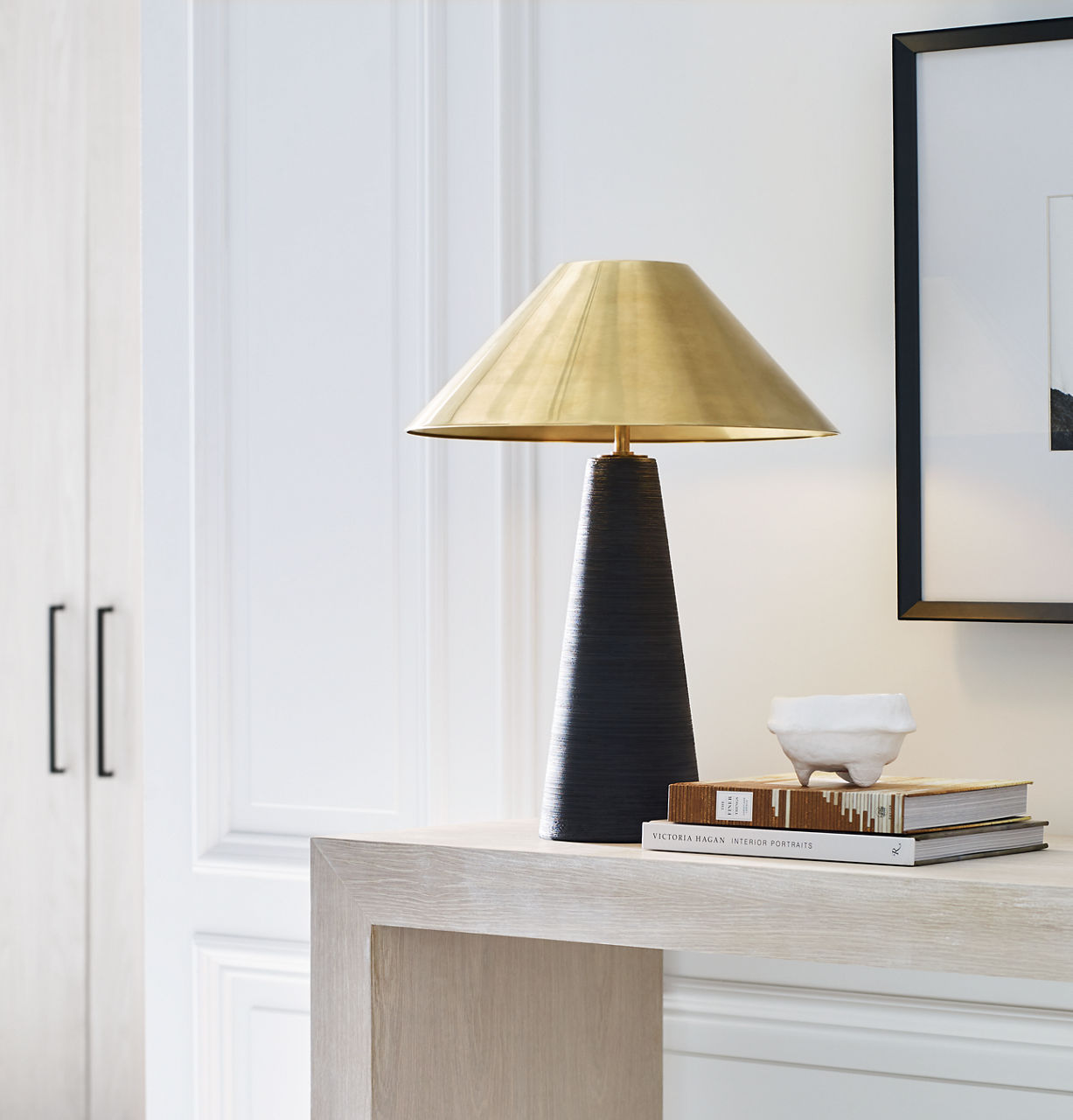 Karam Medium Table Lamp Black Natural Brass 3000K 90 CRI e26 med base a19 90 cri 3000k 120v