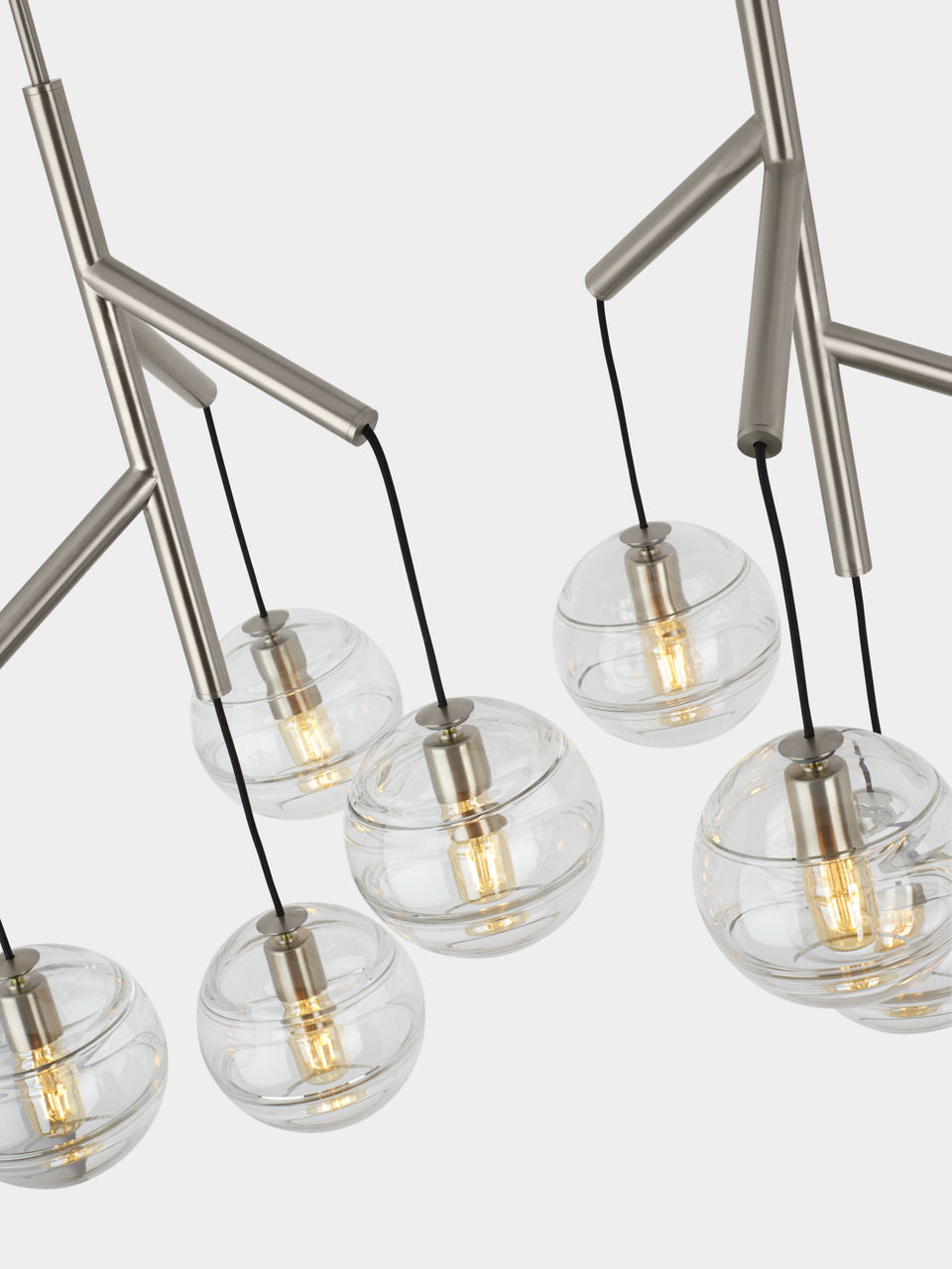 Sedona Double Chandelier Double Clear Satin Nickel Bulb Not Included