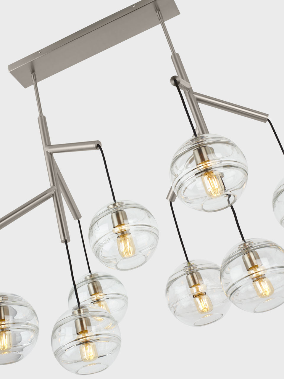 Sedona Double Chandelier Double Clear Satin Nickel T14 LED 2700K 90 CRI 120V