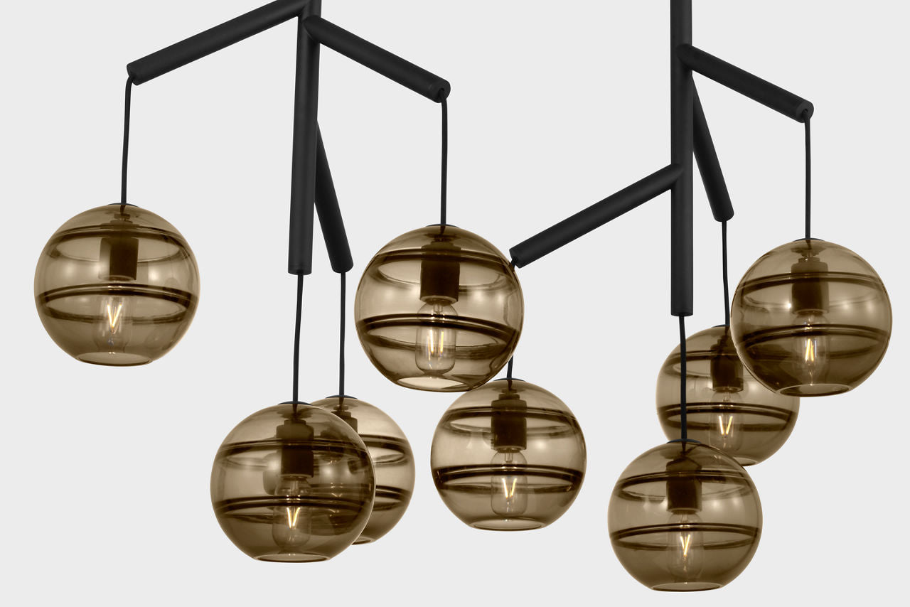 Sedona Double Chandelier Double Transparent Smoke Nightshade Black T14 LED 2700K 90 CRI 120V