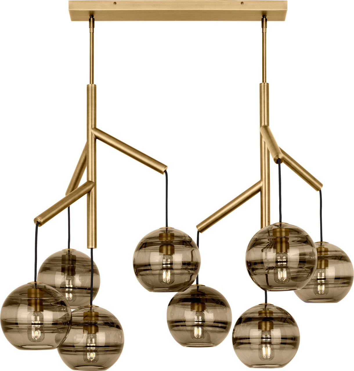 Sedona Double Chandelier | Transparent Smoke Aged Brass Bulb Not Included