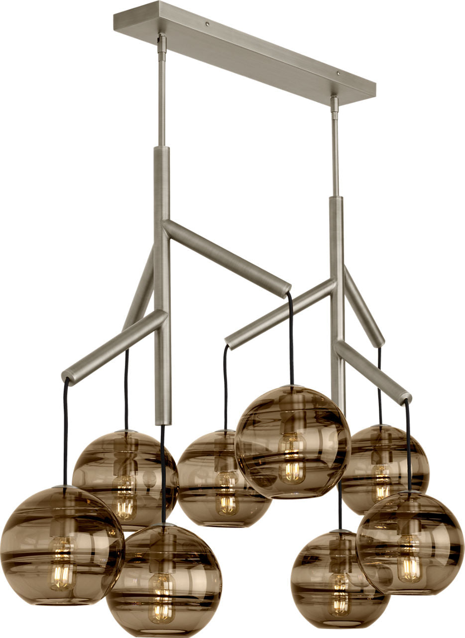 Sedona Double Chandelier Double Transparent Smoke Satin Nickel Bulb Not Included
