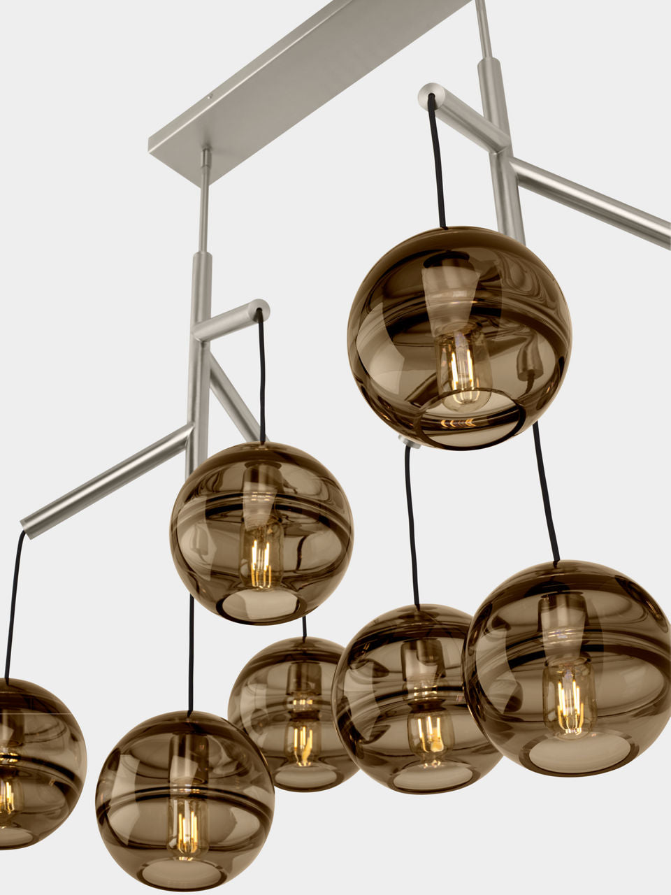 Sedona Double Chandelier Double Transparent Smoke Satin Nickel 2700K 90 CRI t14 led 90 cri 2700k 120v
