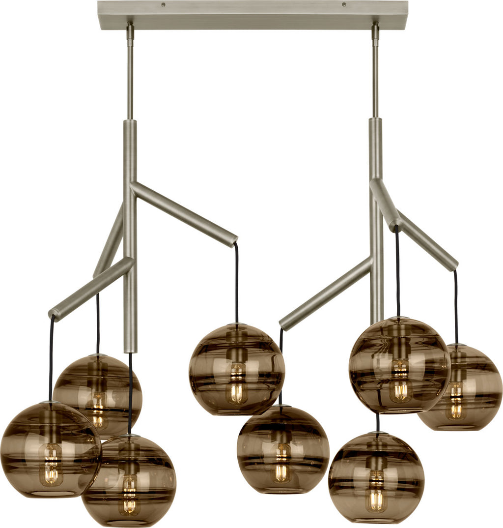 Sedona Double Chandelier Double Transparent Smoke Satin Nickel 2700K 90 CRI t14 led 90 cri 2700k 120v