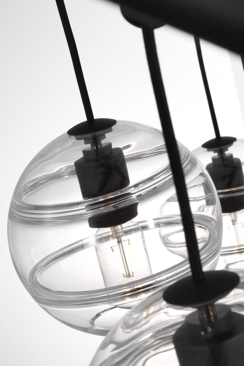Sedona Triple Chandelier Triple Clear Nightshade Black Bulb Not Included