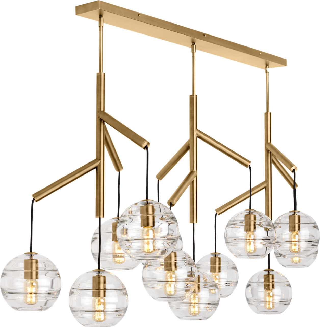 Sedona Triple Chandelier Triple Clear Aged Brass 2700K 90 CRI t14 led 90 cri 2700k 120v (t20/t24)