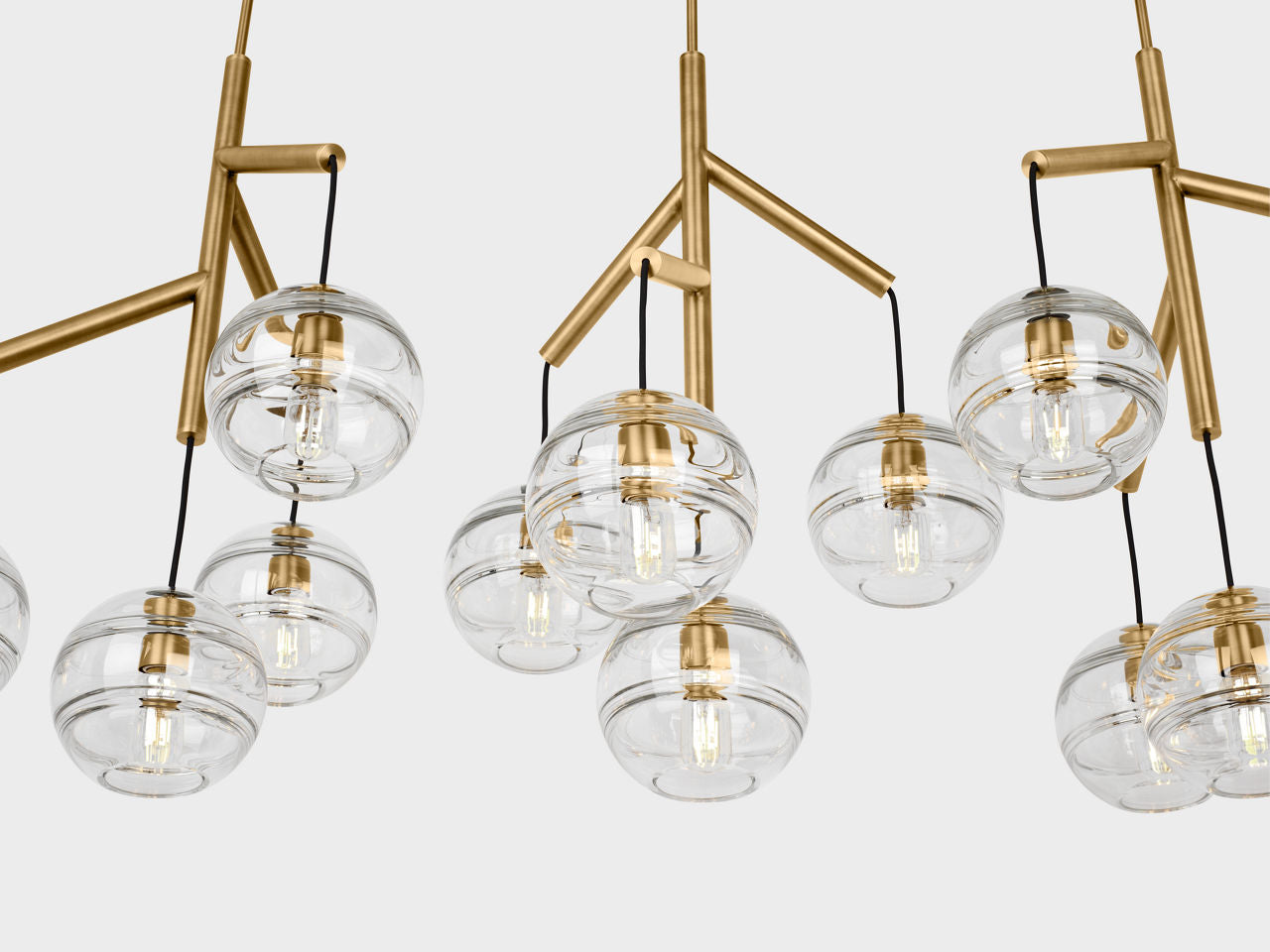 Sedona Triple Chandelier Triple Clear Aged Brass 2700K 90 CRI t14 led 90 cri 2700k 120v (t20/t24)