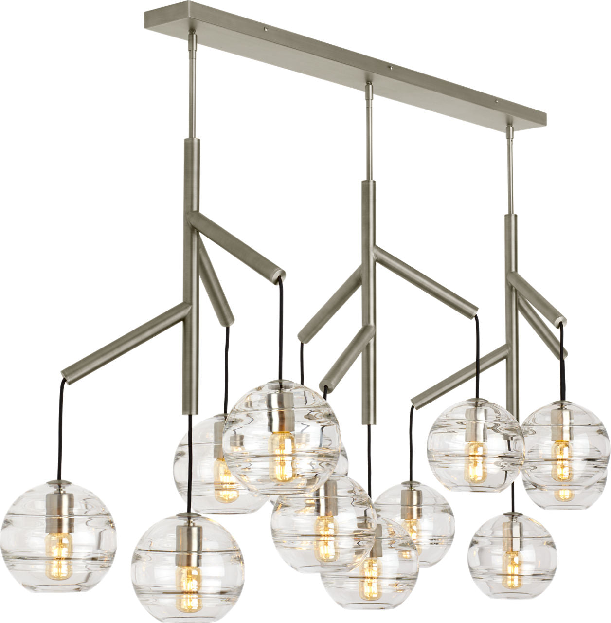 Sedona Triple Chandelier | Clear Satin Nickel Bulb Not Included