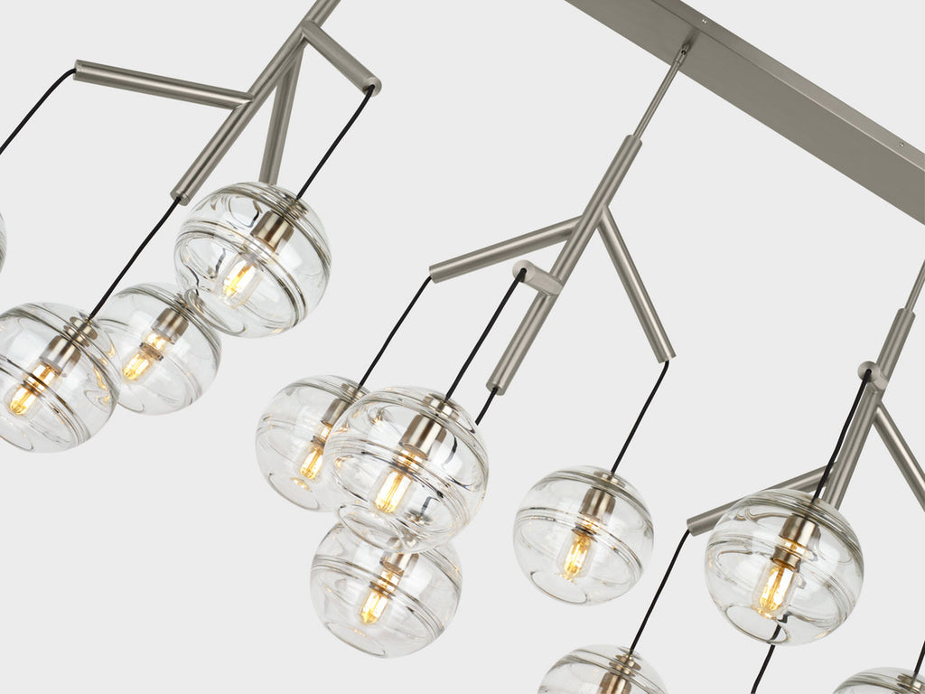 Sedona Triple Chandelier Triple Clear Satin Nickel T14 LED 2700K 90 CRI 120V