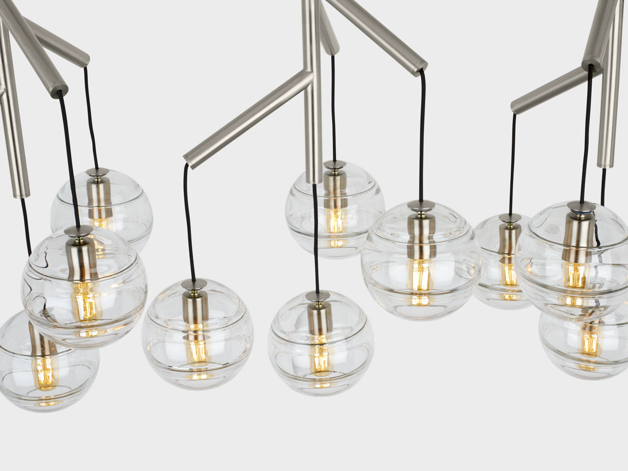Sedona Triple Chandelier | Clear Satin Nickel Bulb Not Included