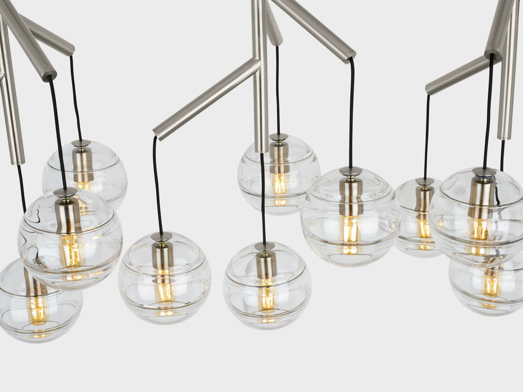 Sedona Triple Chandelier Triple Clear Satin Nickel T14 LED 2700K 90 CRI 120V
