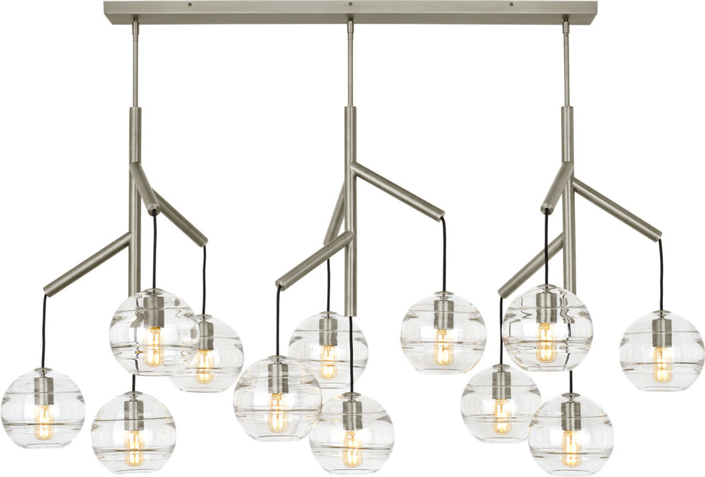 Sedona Triple Chandelier Triple Clear Satin Nickel T14 LED 2700K 90 CRI 120V