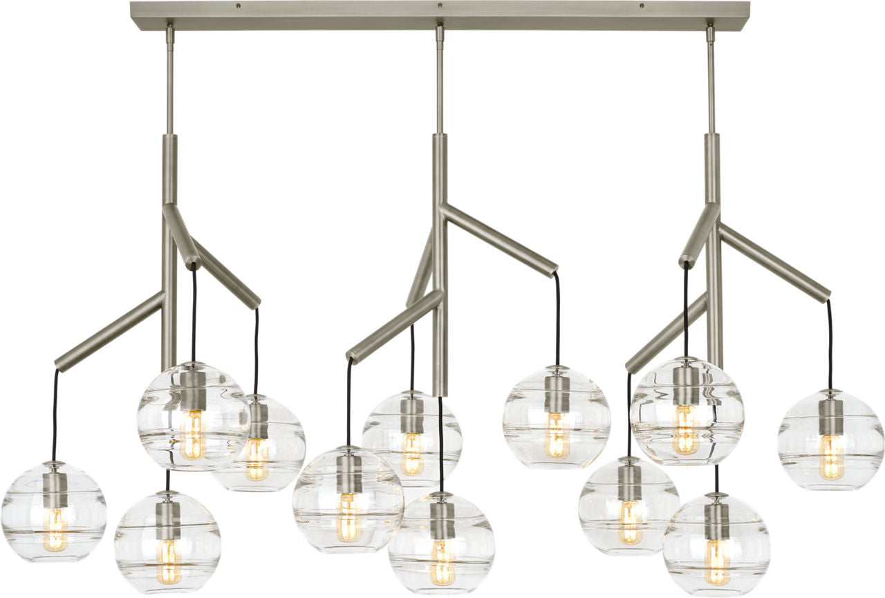 Sedona Triple Chandelier Triple Clear Satin Nickel T14 LED 2700K 90 CRI 120V