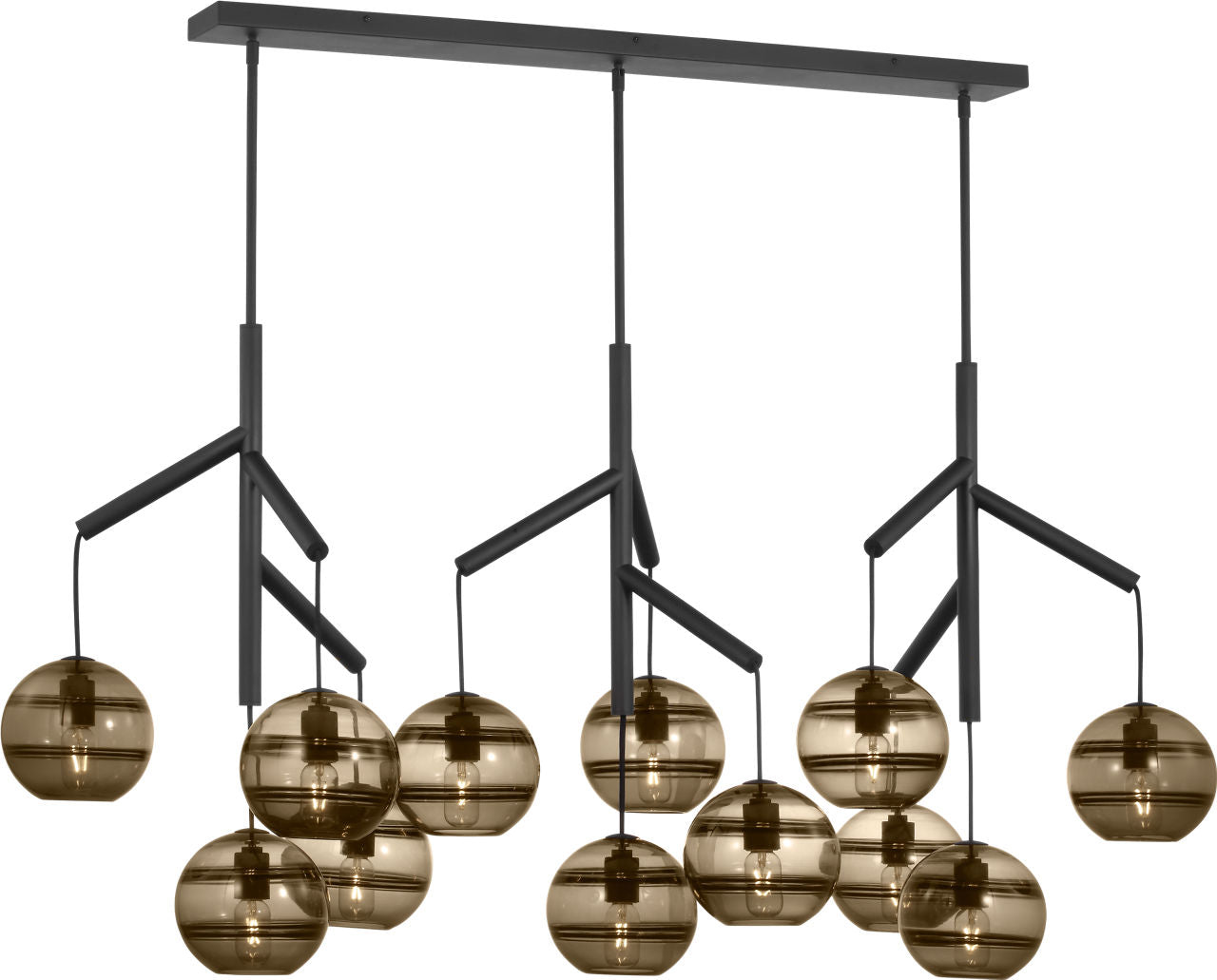 Sedona Triple Chandelier Triple Transparent Smoke Nightshade Black Bulb Not Included