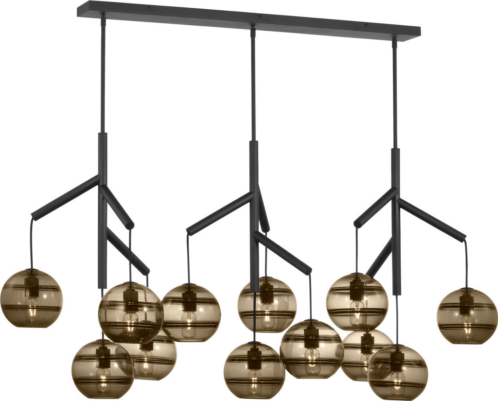 Sedona Triple Chandelier Triple Transparent Smoke Nightshade Black T14 LED 2700K 90 CRI 120V