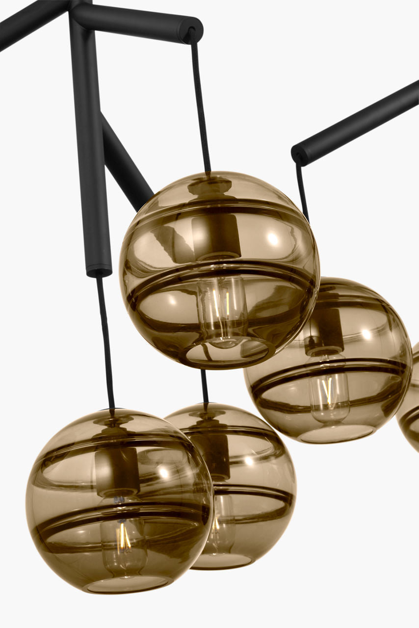 Sedona Triple Chandelier Triple Transparent Smoke Nightshade Black Bulb Not Included
