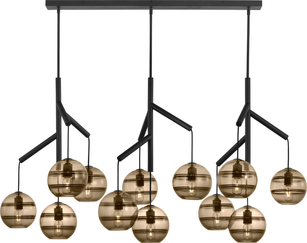 Sedona Triple Chandelier Triple Transparent Smoke Nightshade Black Bulb Not Included