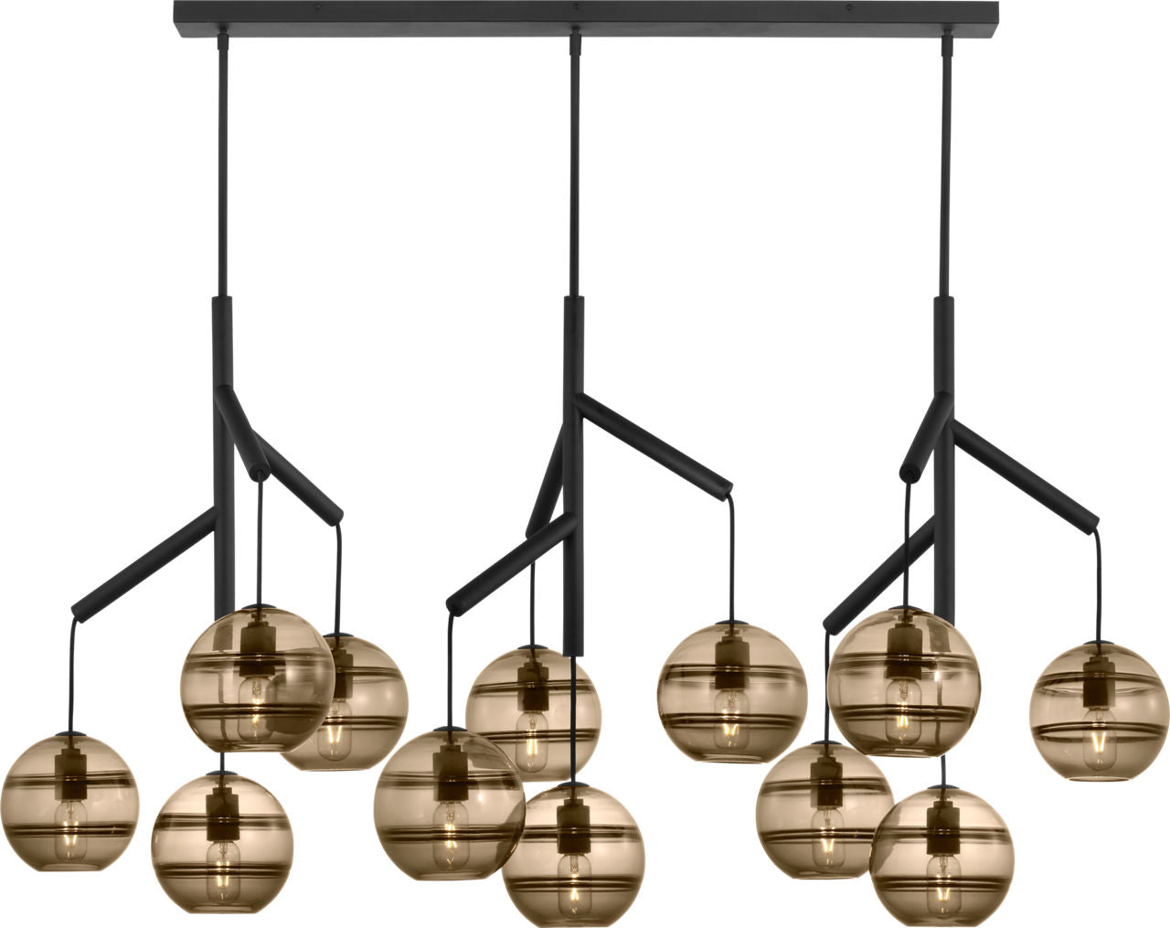 Sedona Triple Chandelier Triple Transparent Smoke Nightshade Black Bulb Not Included