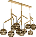 Sedona Triple Chandelier Triple Transparent Smoke Aged Brass T14 LED 2700K 90 CRI 120V